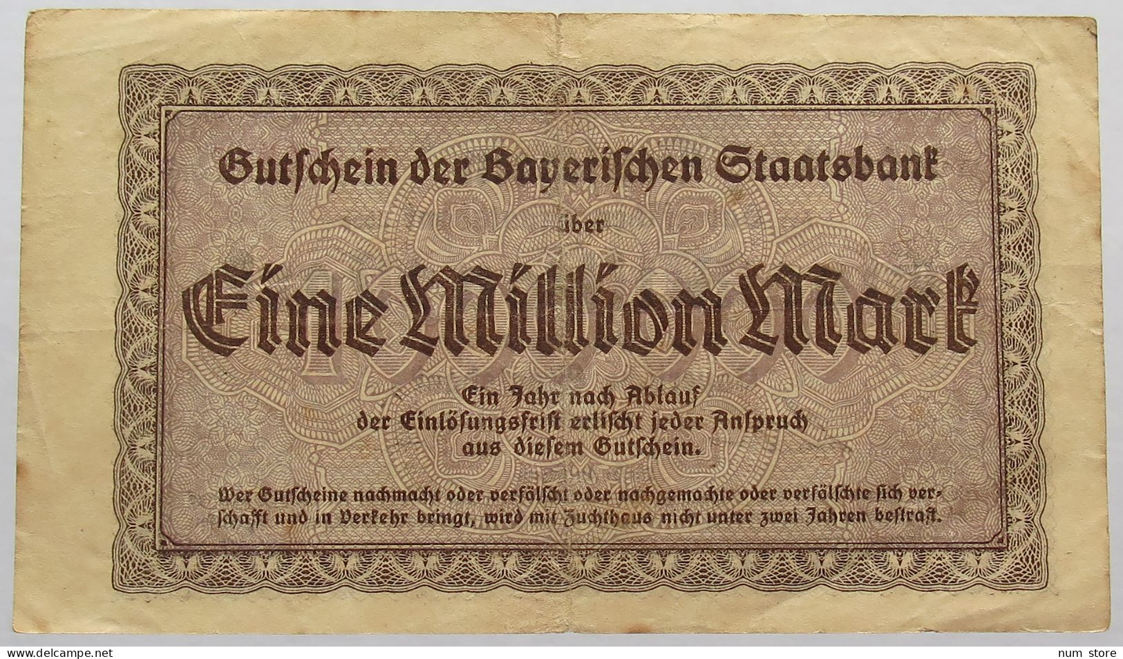 GERMANY 1 MILLIONEN 1923 BAVARIA #alb067 0047 - 1 Miljoen Mark