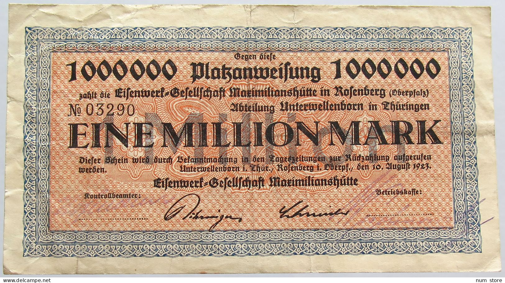 GERMANY 1 MILLION MARK ROSENBERG #alb003 0163 - 1 Miljoen Mark