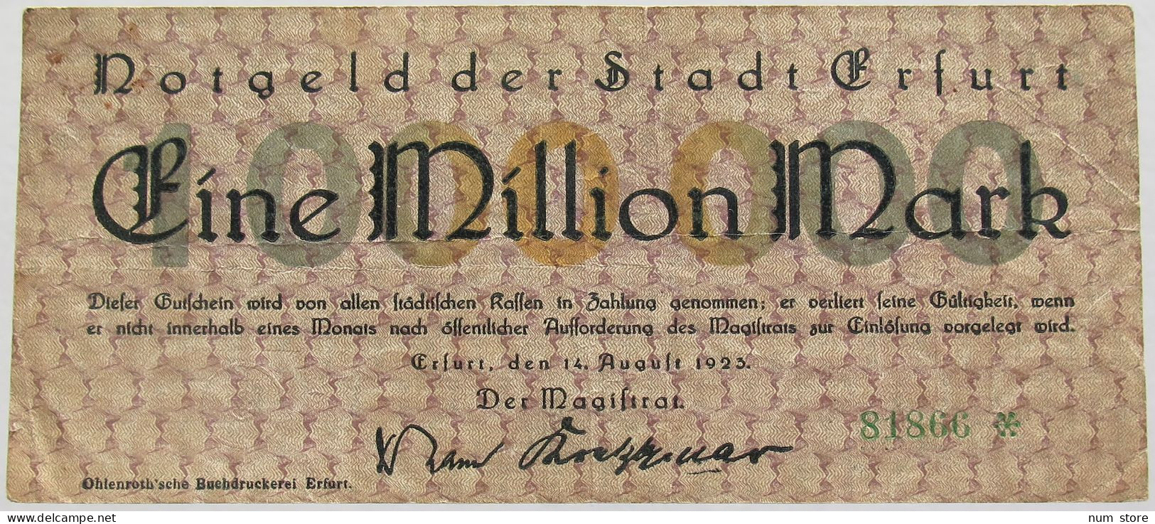 GERMANY 1 MILLION MARK ERFURT #alb010 0153 - 1 Million Mark