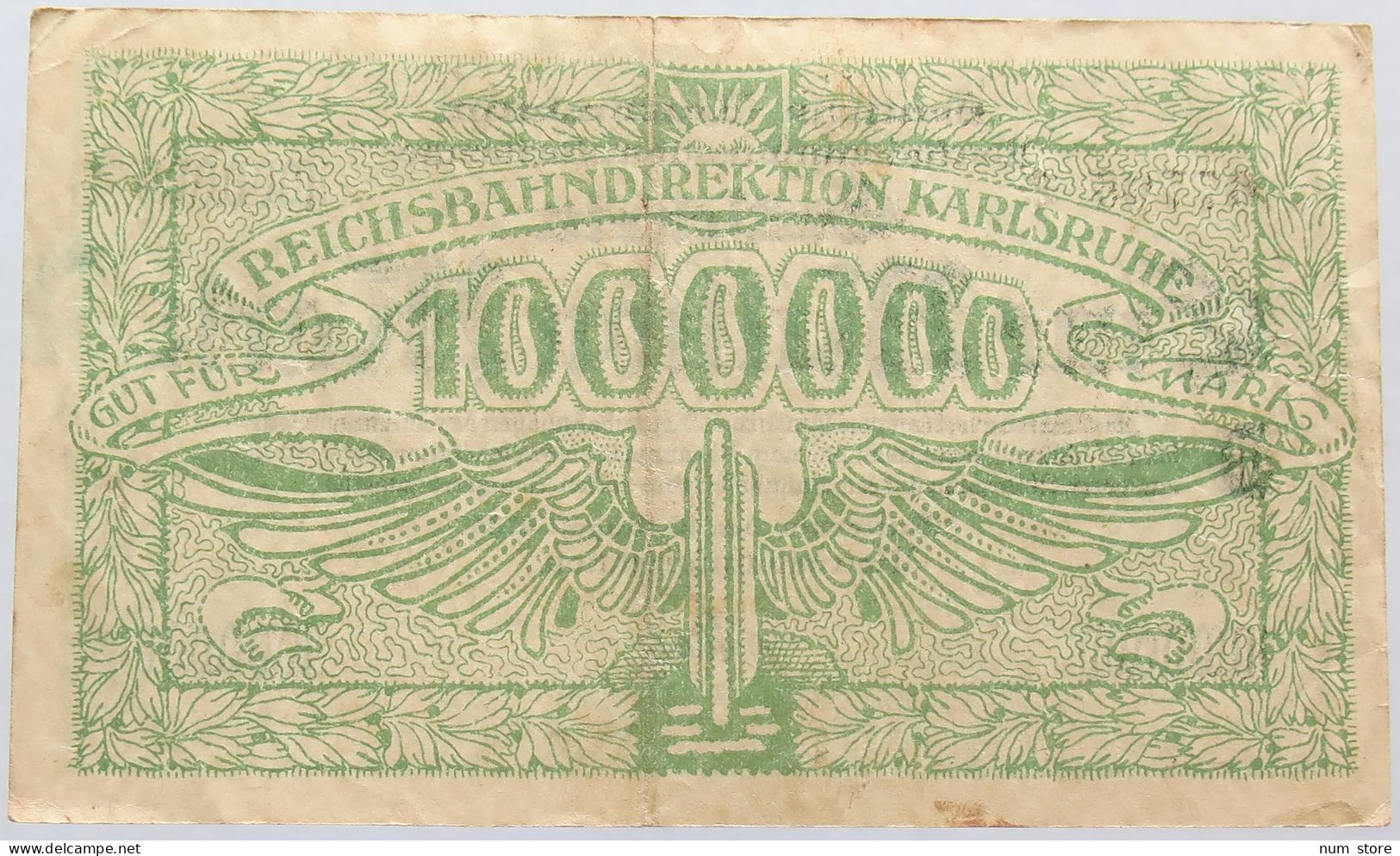 GERMANY 1 MILLION MARK REICHSBAHN KARLSRUHE #alb004 0087 - 1 Mio. Mark