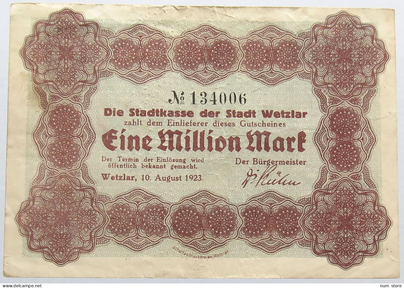 GERMANY 1 MILLION MARK WETZLAR #alb004 0403 - 1 Mio. Mark