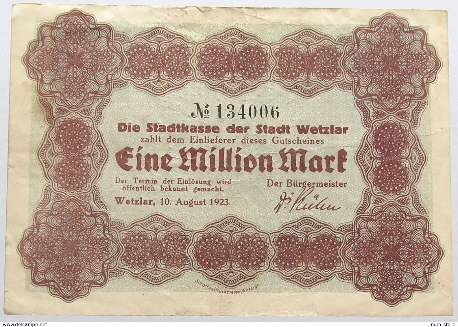 GERMANY 1 MILLION MARK WETZLAR #alb004 0403 - 1 Miljoen Mark