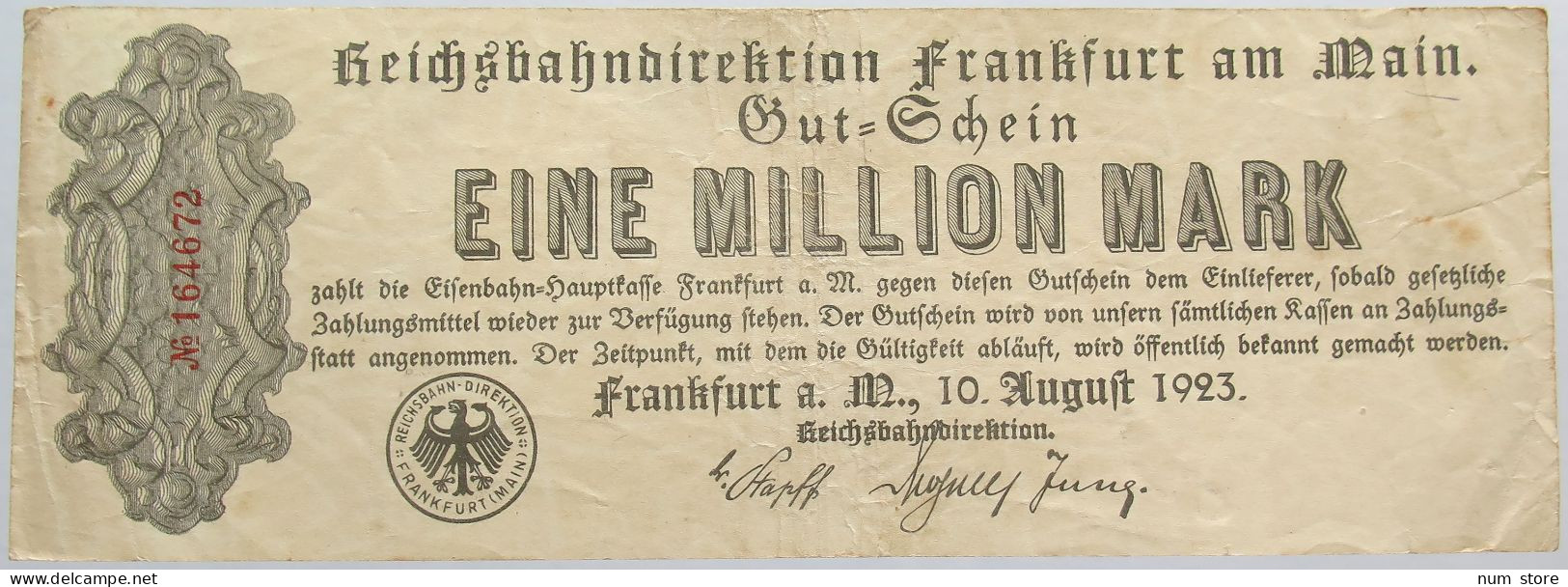 GERMANY 1 MILLION MARK 1923 FRANKFURT #alb004 0545 - 1 Mio. Mark