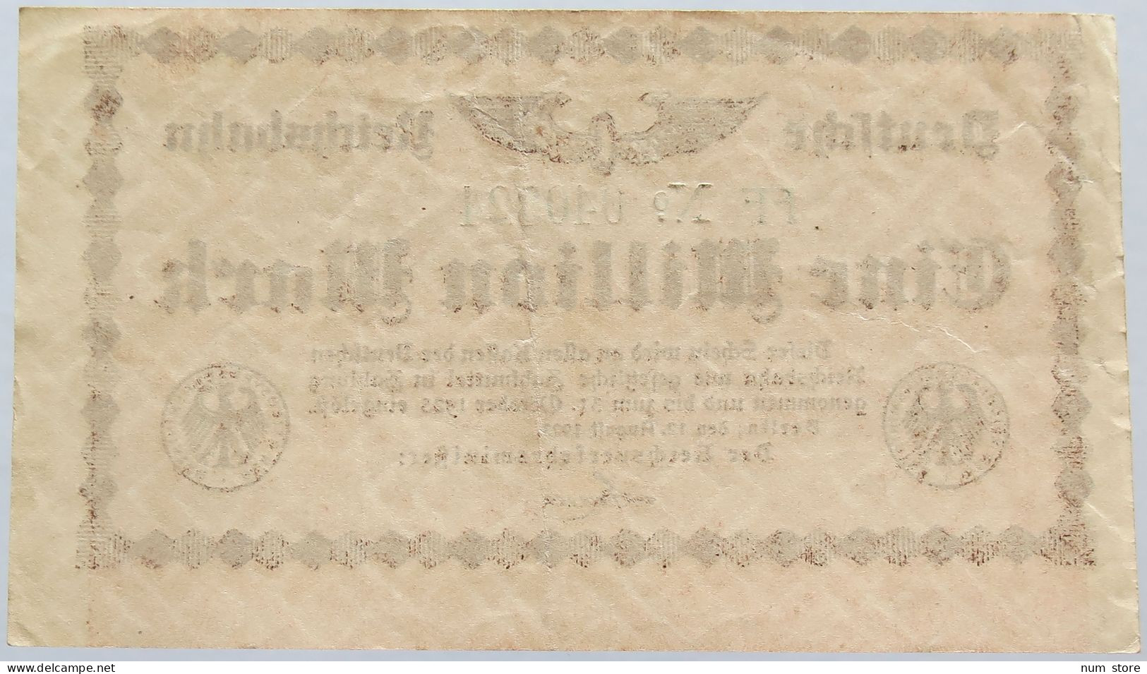 GERMANY 1 MILLION MARK 1923 REICHSBAHN #alb004 0091 - 1 Miljoen Mark