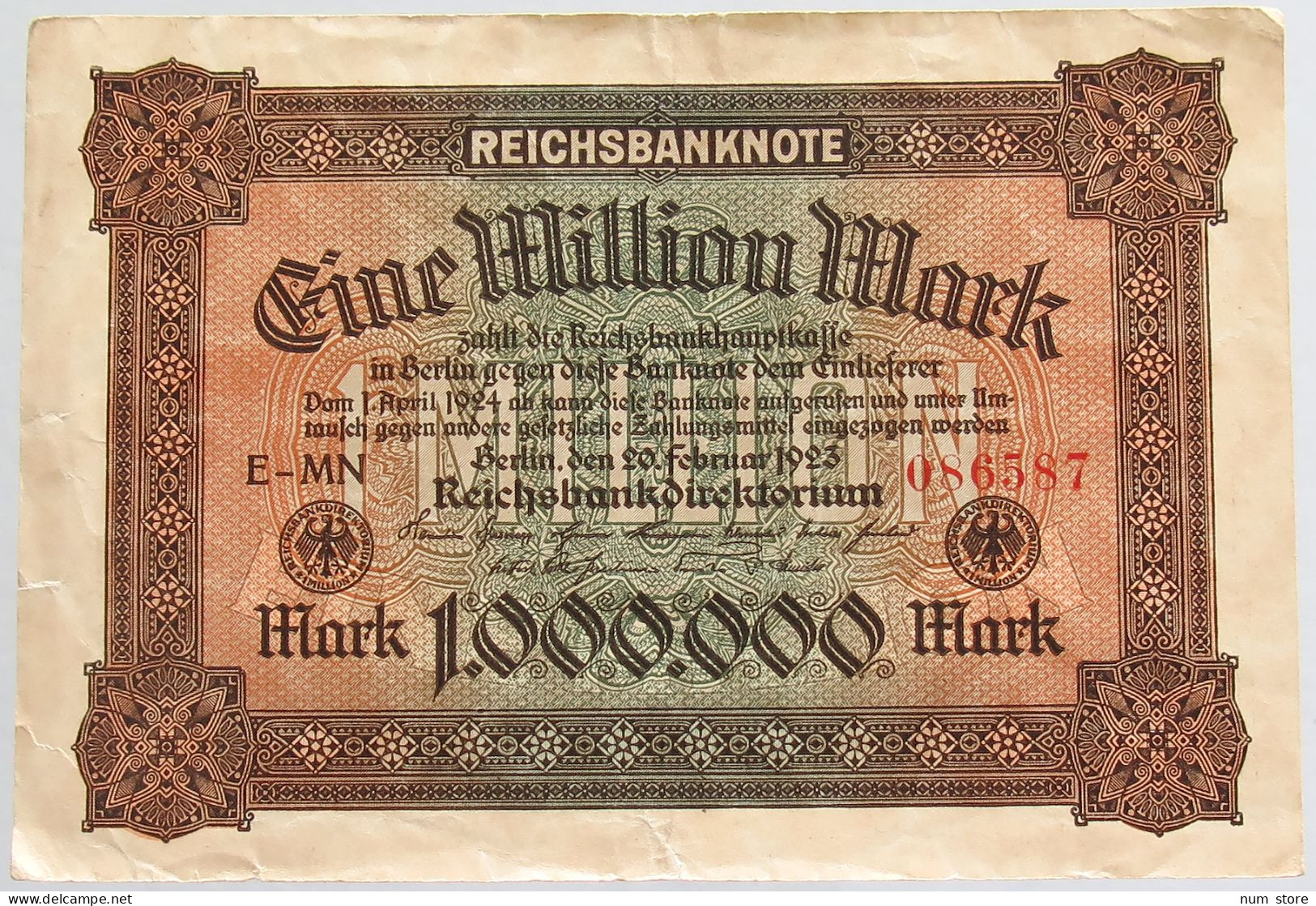 GERMANY 1 MILLION MARK 1923 BERLIN #alb012 0061 - 1 Miljoen Mark