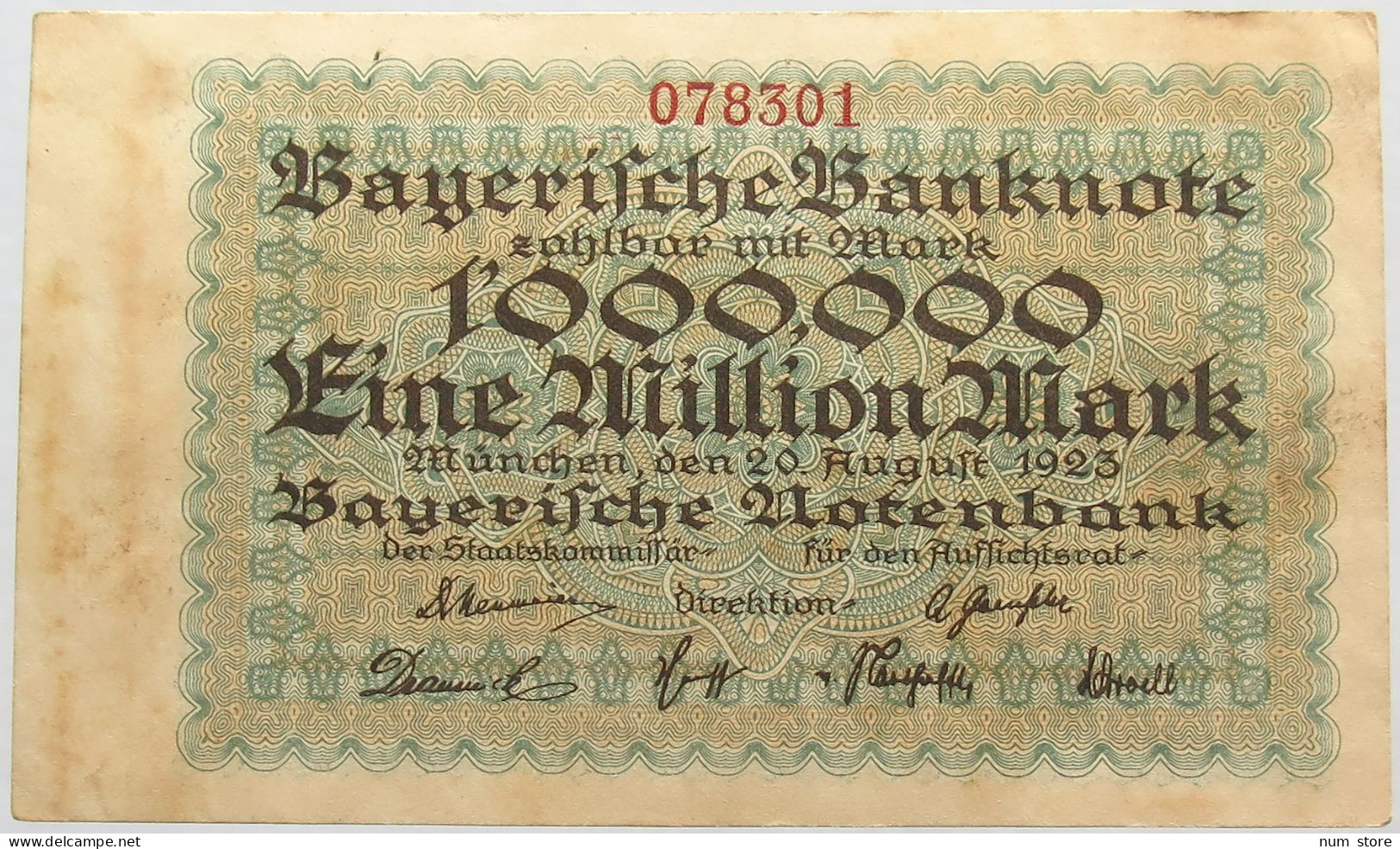 GERMANY 1 MILLION MARK 1923 BAYERN #alb008 0125 - 1 Miljoen Mark