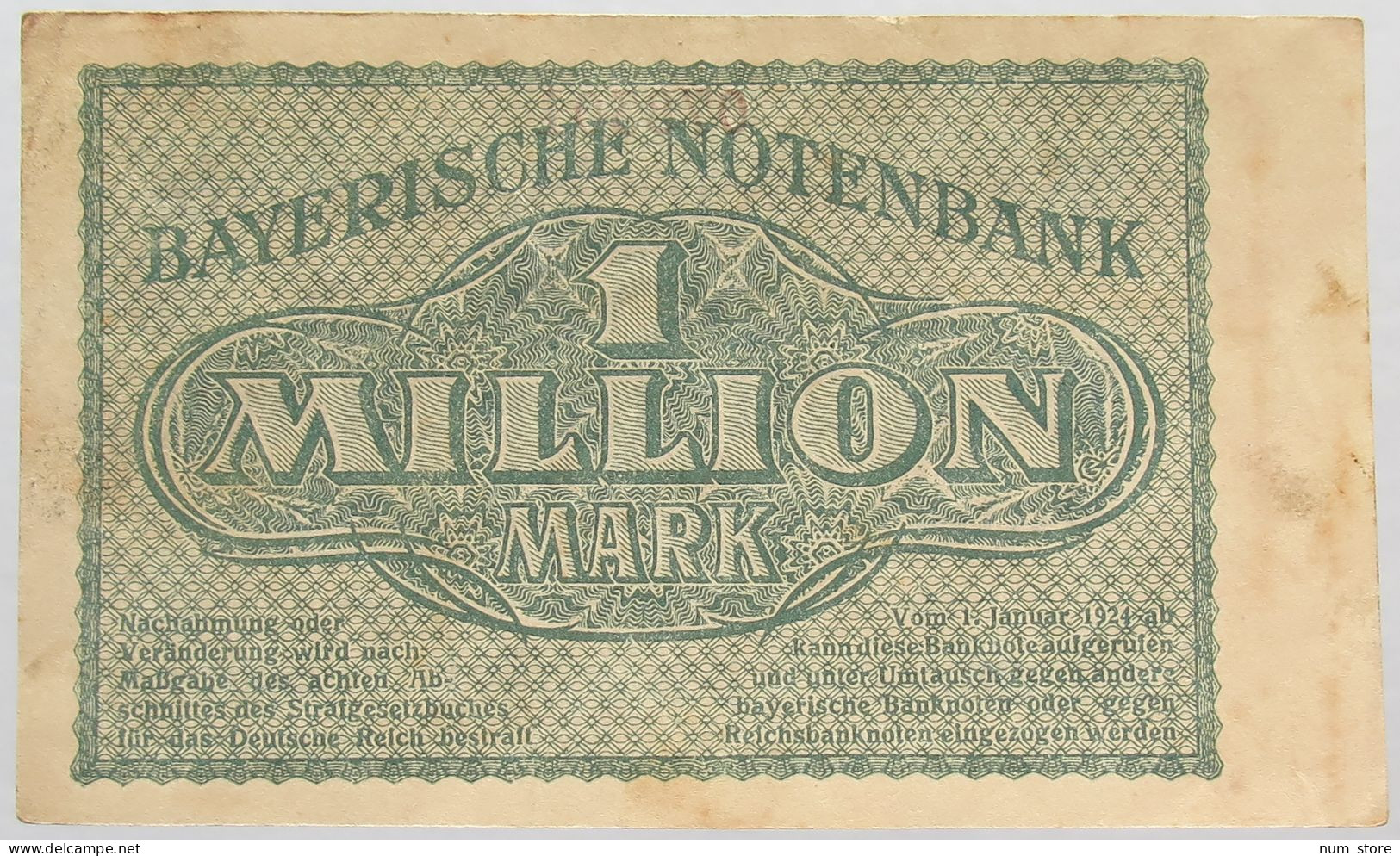 GERMANY 1 MILLION MARK 1923 BAYERN #alb008 0125 - 1 Miljoen Mark