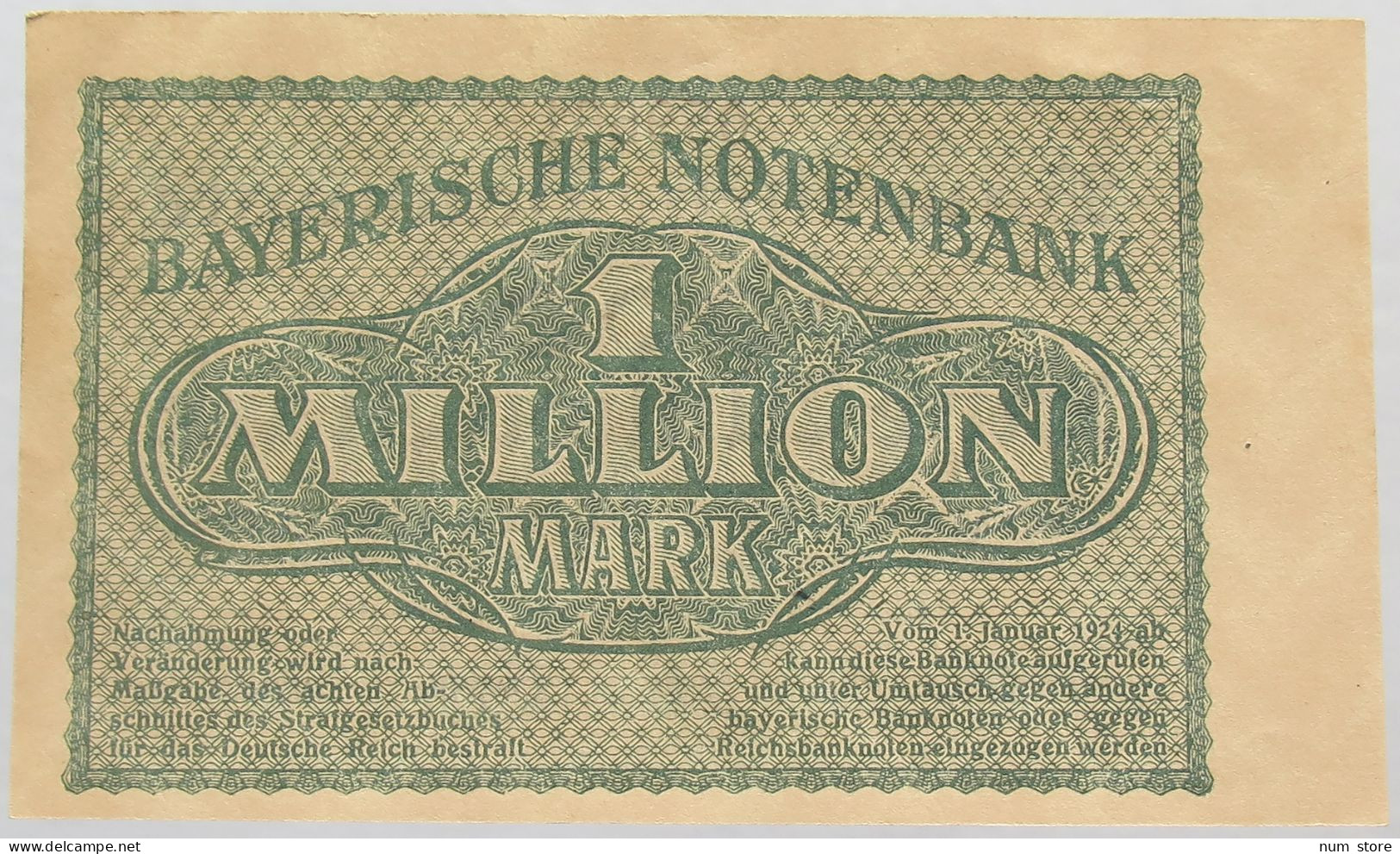 GERMANY 1 MILLION MARK 1923 BAYERN #alb008 0131 - 1 Miljoen Mark