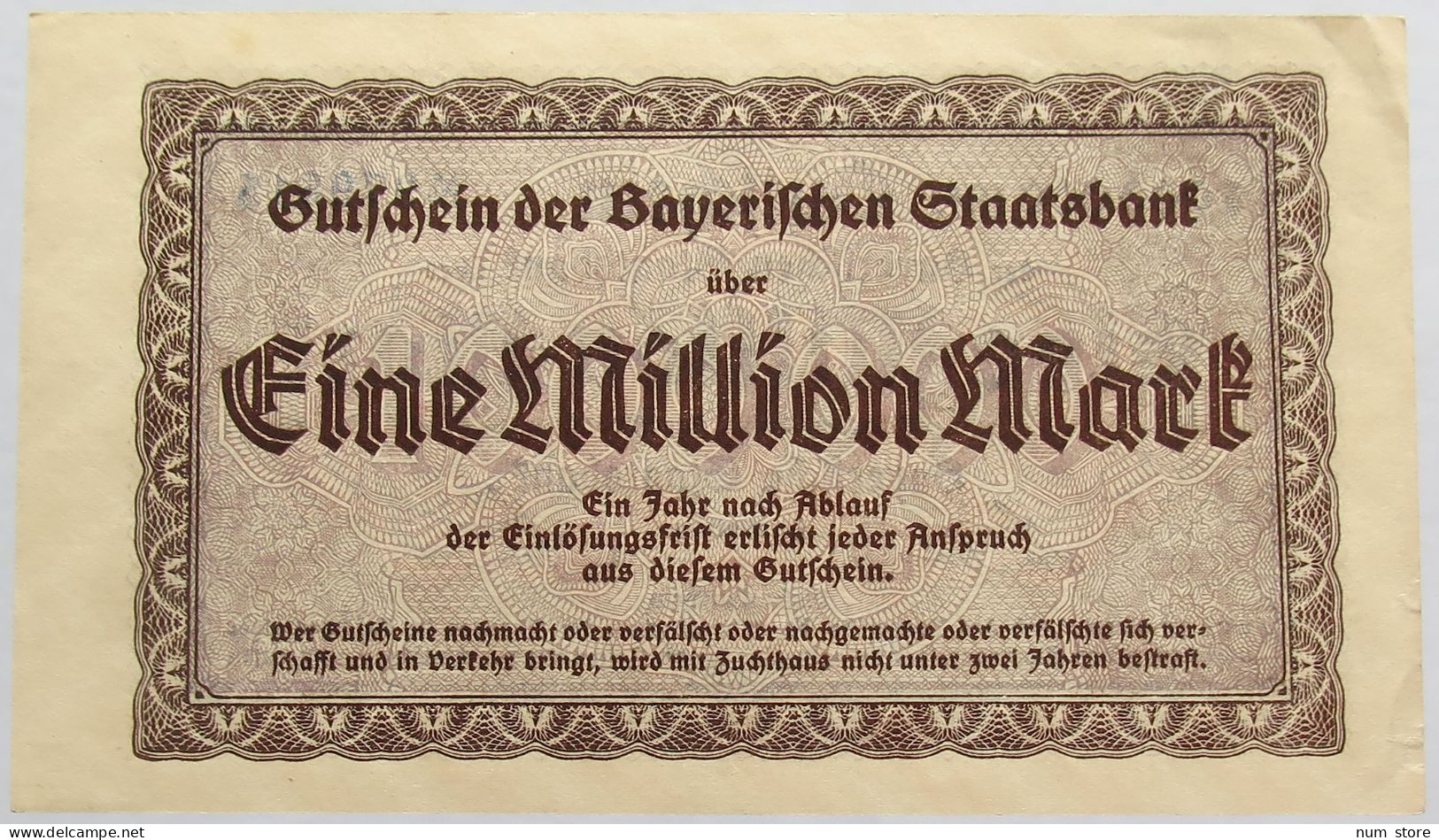 GERMANY 1 MILLION MARK 1923 BAYERN #alb008 0037 - 1 Mio. Mark