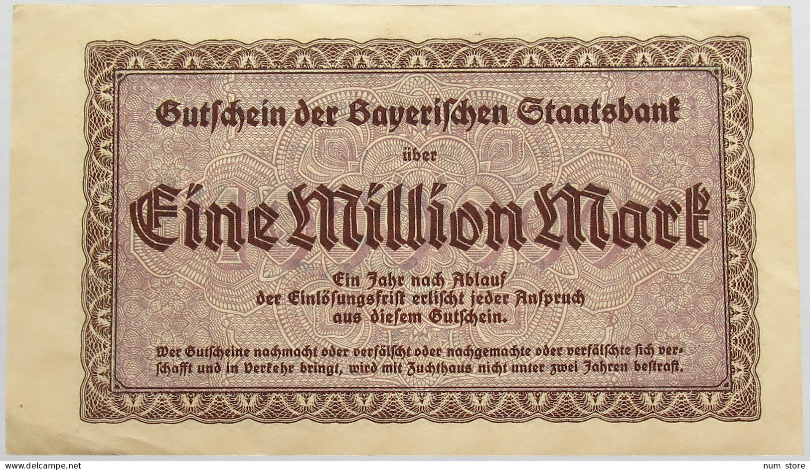 GERMANY 1 MILLION MARK 1923 BAYERN #alb008 0047 - 1 Mio. Mark