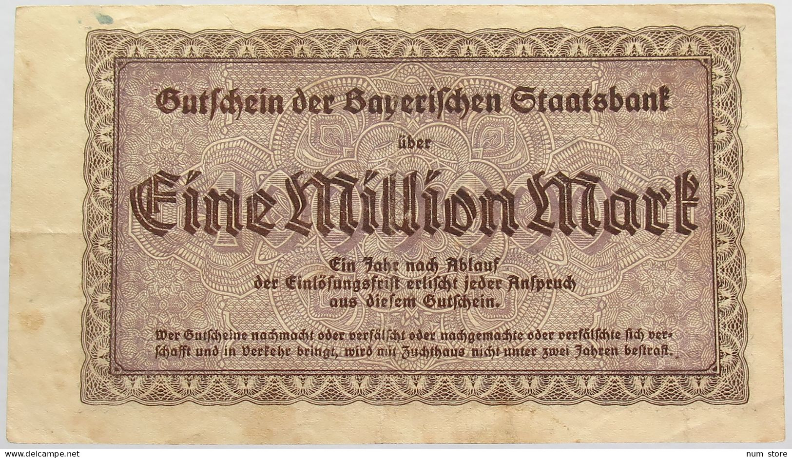 GERMANY 1 MILLION MARK 1923 BAYERN #alb008 0049 - 1 Miljoen Mark