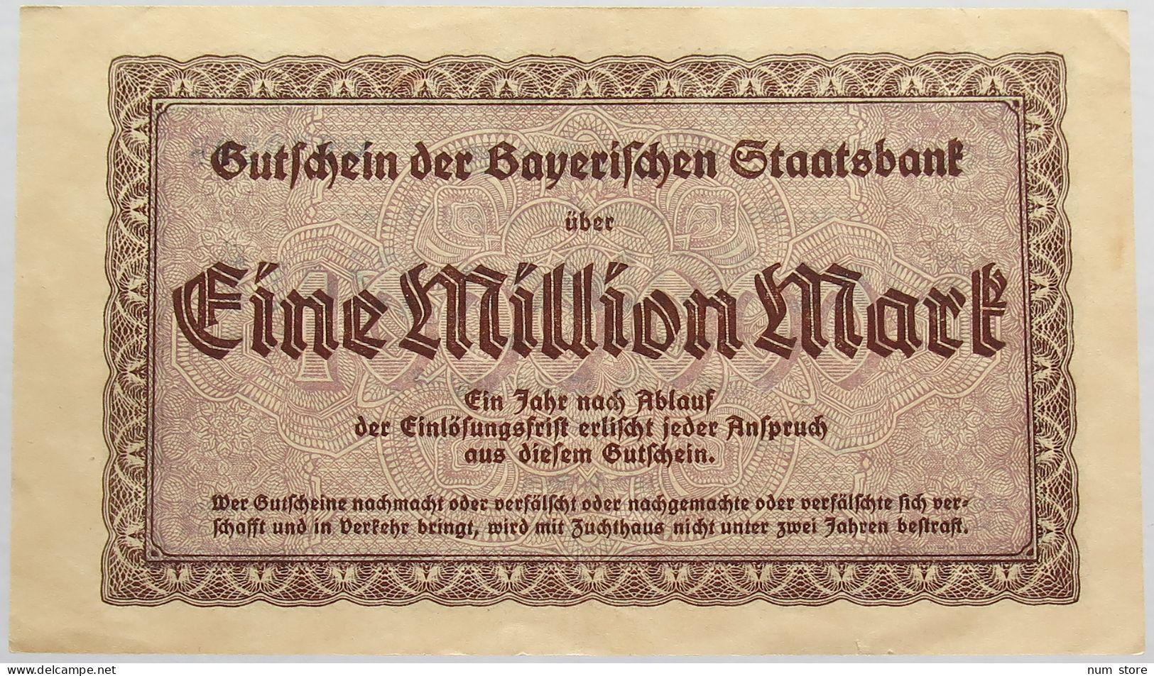 GERMANY 1 MILLION MARK 1923 BAYERN #alb008 0043 - 1 Million Mark