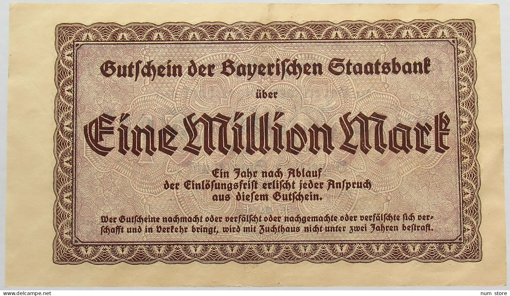 GERMANY 1 MILLION MARK 1923 BAYERN #alb008 0041 - 1 Million Mark