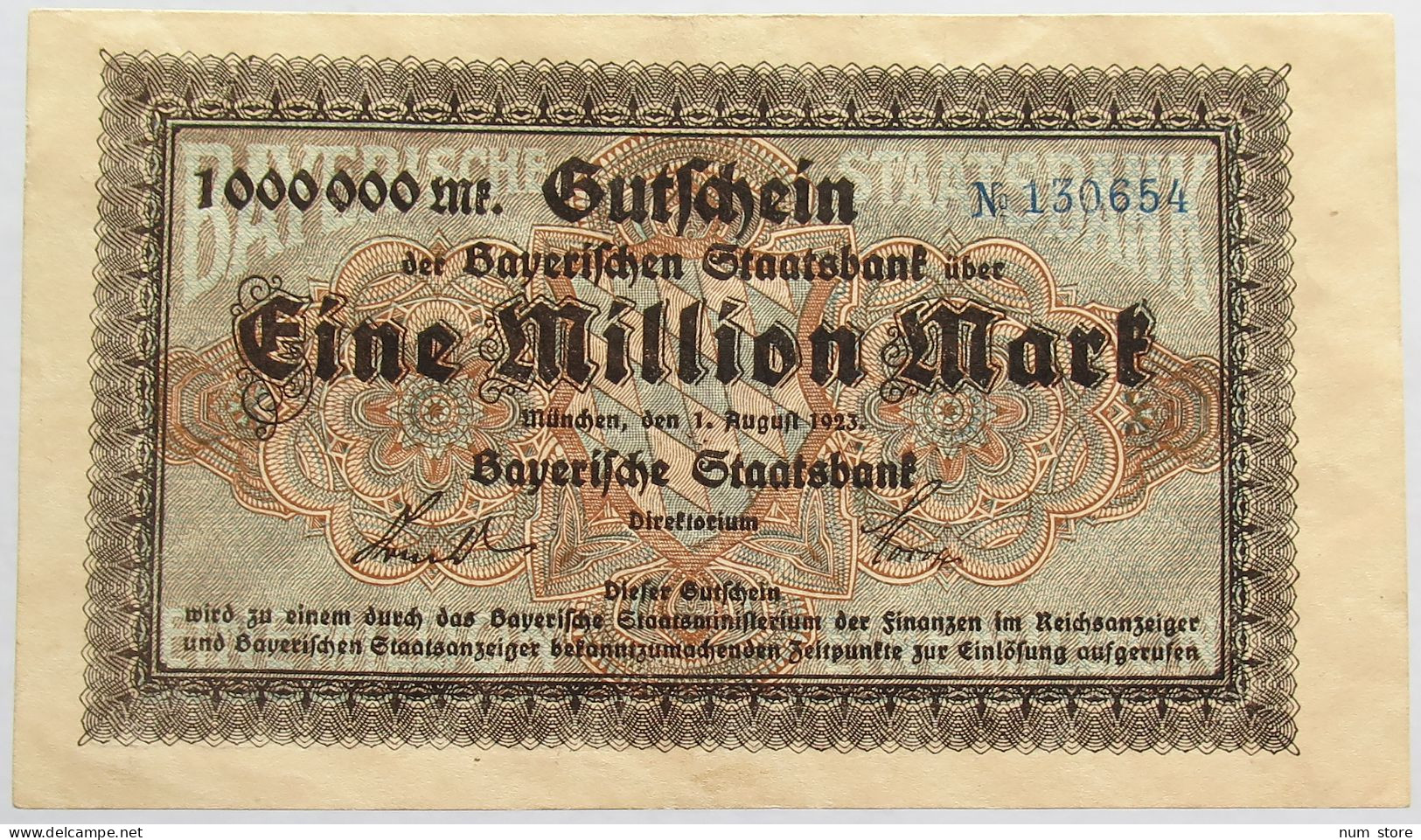 GERMANY 1 MILLION MARK 1923 BAYERN #alb008 0031 - 1 Miljoen Mark