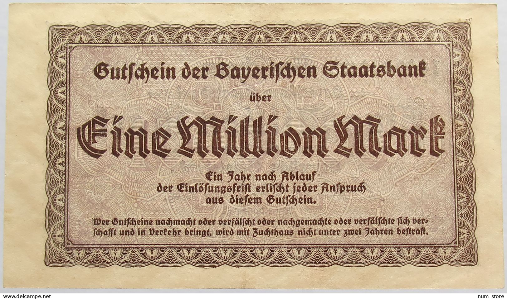 GERMANY 1 MILLION MARK 1923 BAYERN #alb008 0031 - 1 Million Mark