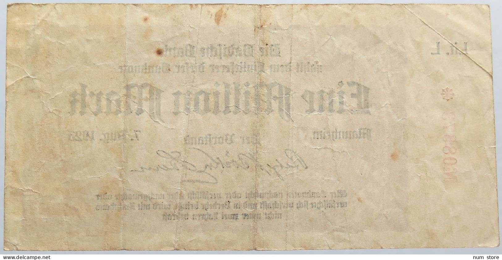 GERMANY 1 MILLION MARK 1923 BADEN #alb004 0385 - 1 Miljoen Mark