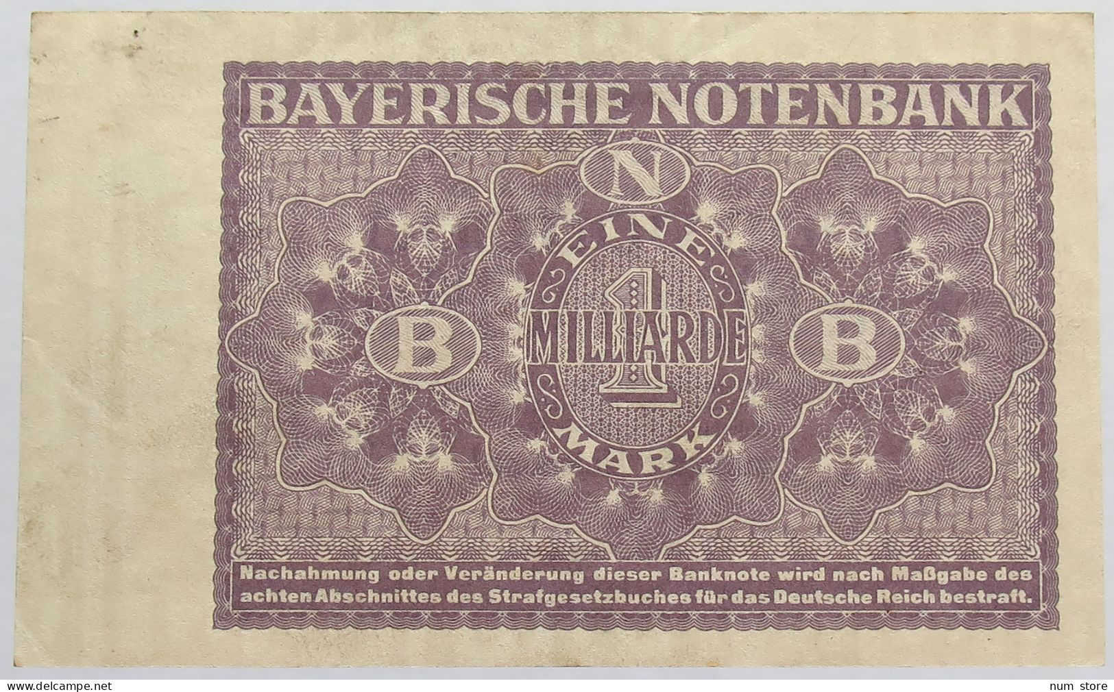 GERMANY 1 MILLIARDE MARK 1923 BAYERN #alb008 0029 - 1 Miljard Mark