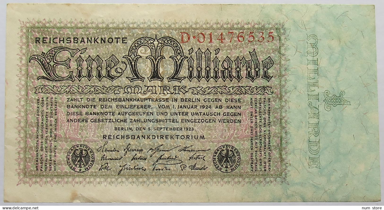 GERMANY 1 MILLIARDE 1924 #alb067 0039 - 1 Milliarde Mark