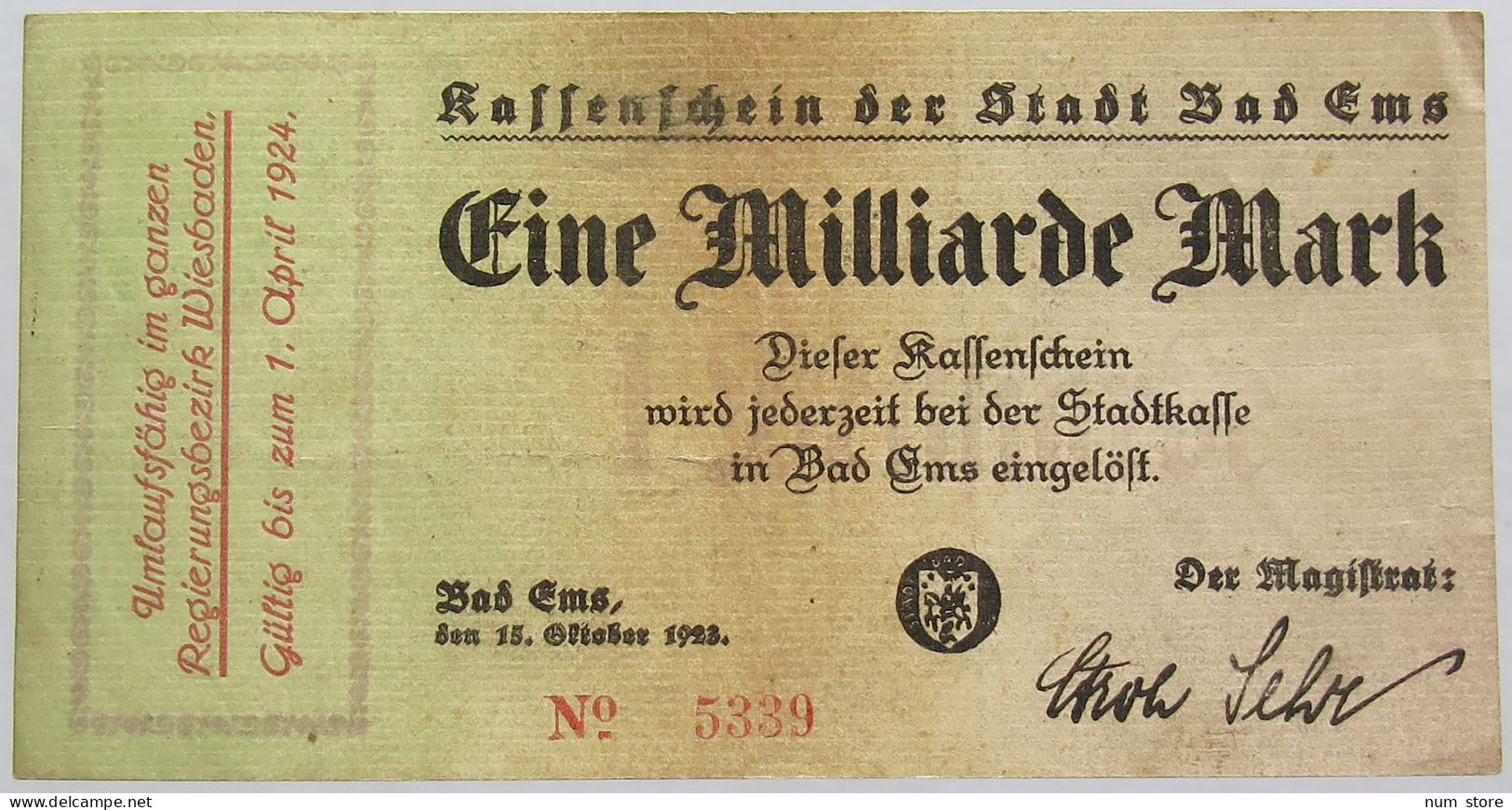 GERMANY 1 MILLIARDE 1923 EMS #alb019 0037 - 1 Miljard Mark