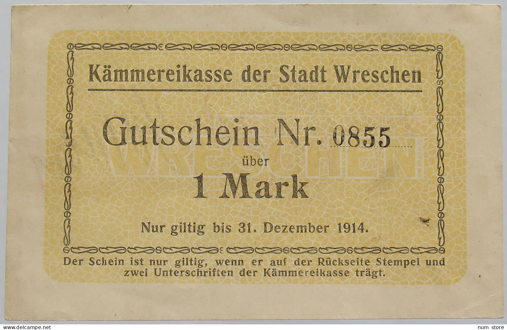 GERMANY 1 MARK WRESCHEN 1914 #alb002 0035 - Andere & Zonder Classificatie