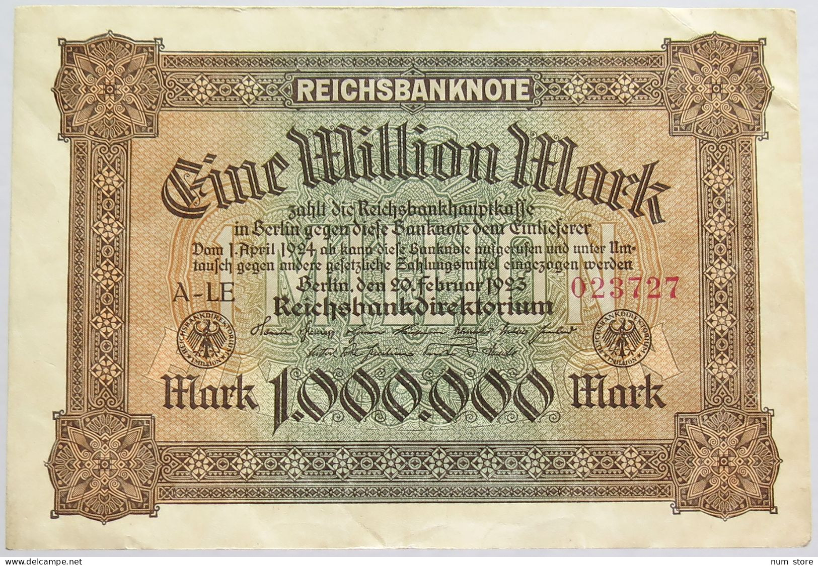 GERMANY 1 MILION MARK 1923 #alb019 0023 - 1 Miljoen Mark