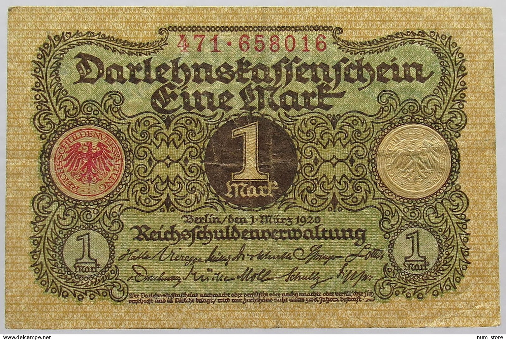 GERMANY 1 Mark 1920 #alb067 0021 - 1 Mark