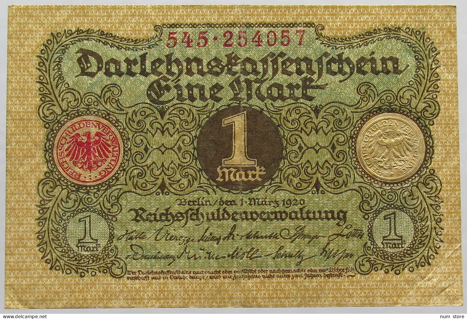 GERMANY 1 Mark 1920 #alb067 0019 - 1 Mark