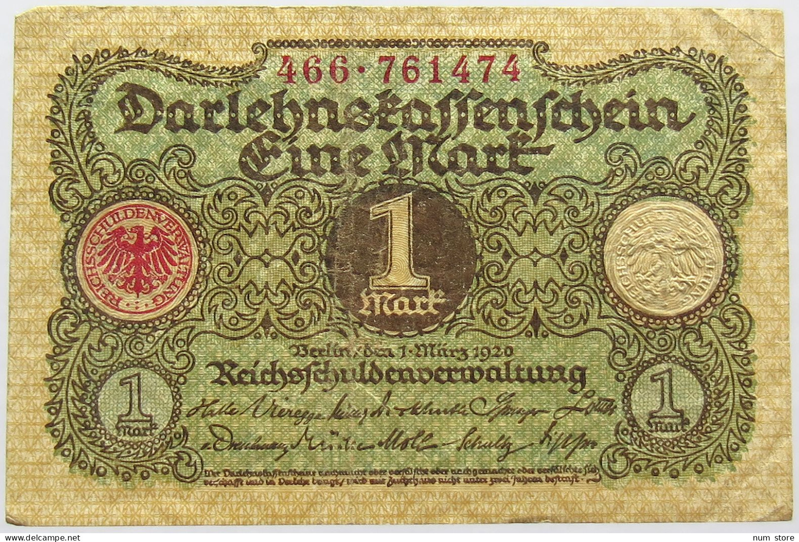 GERMANY 1 MARK 1920 #alb066 0071 - 1 Mark