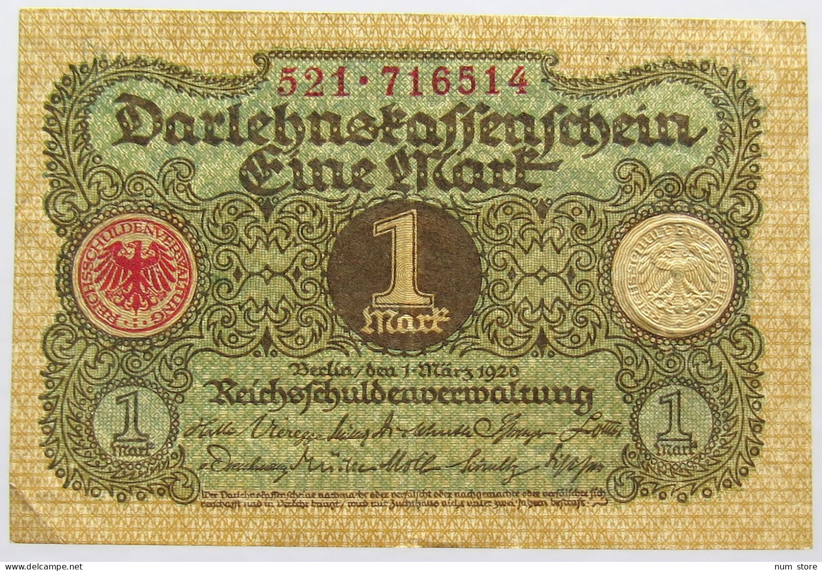 GERMANY 1 MARK 1920 #alb066 0041 - 1 Mark