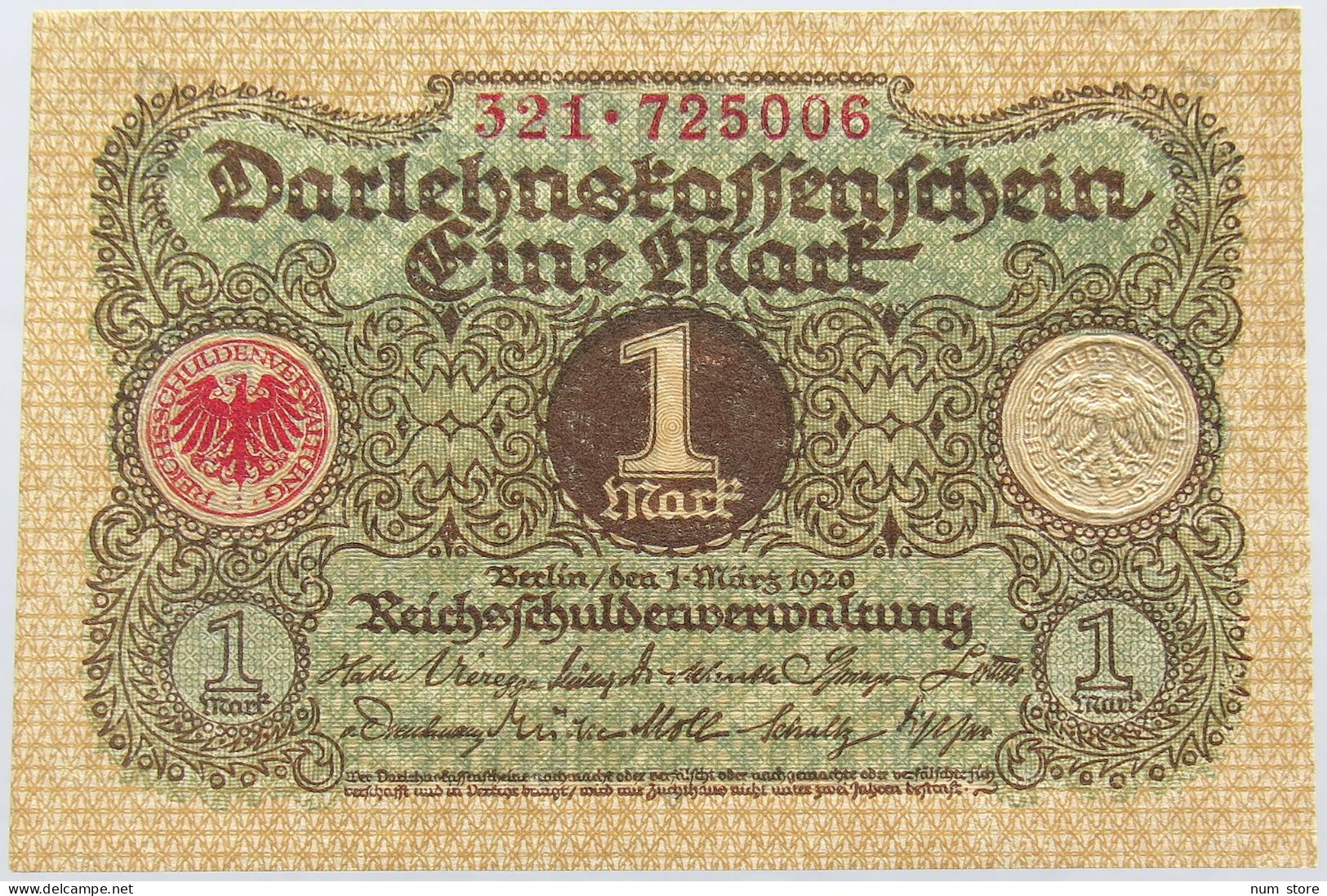 GERMANY 1 MARK 1920 #alb004 0135 - 1 Mark
