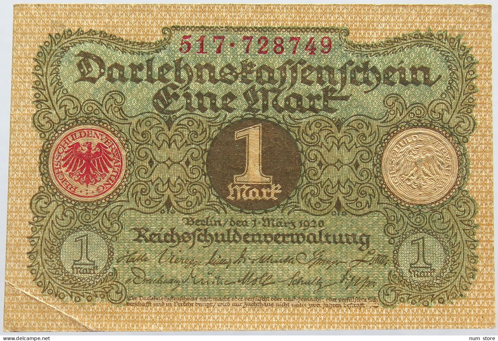 GERMANY 1 MARK 1920 #alb004 0111 - 1 Mark
