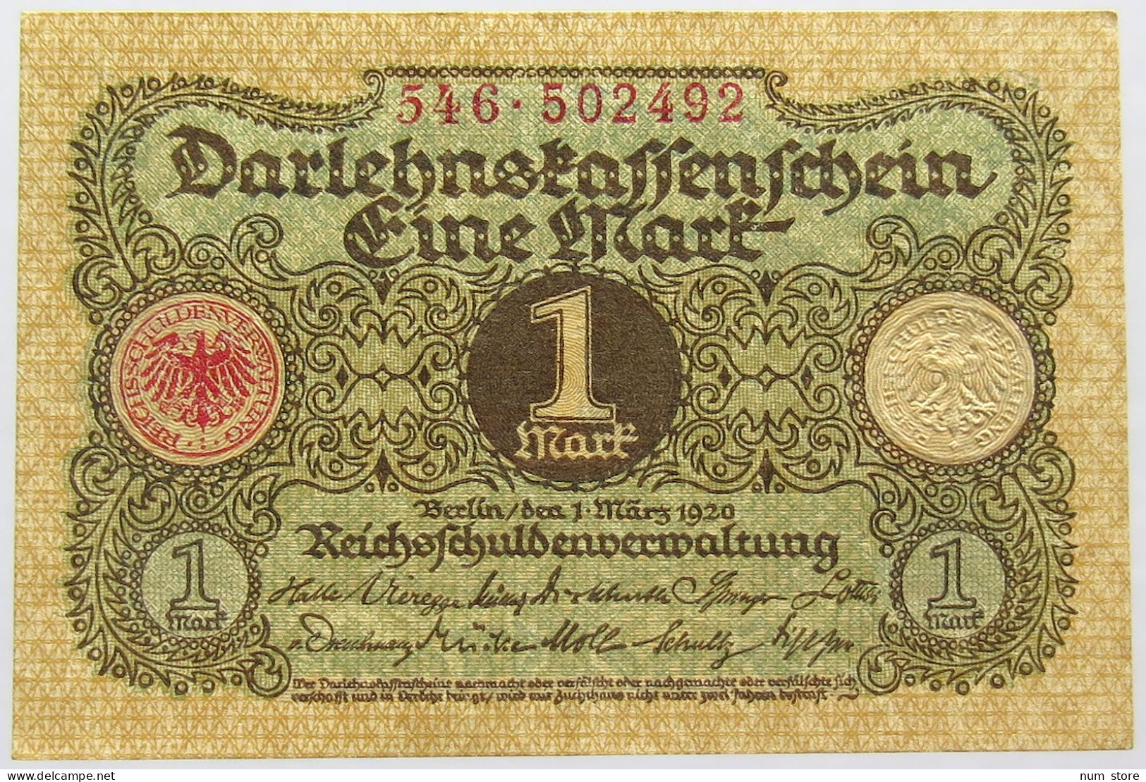 GERMANY 1 MARK 1920 #alb066 0019 - 1 Mark