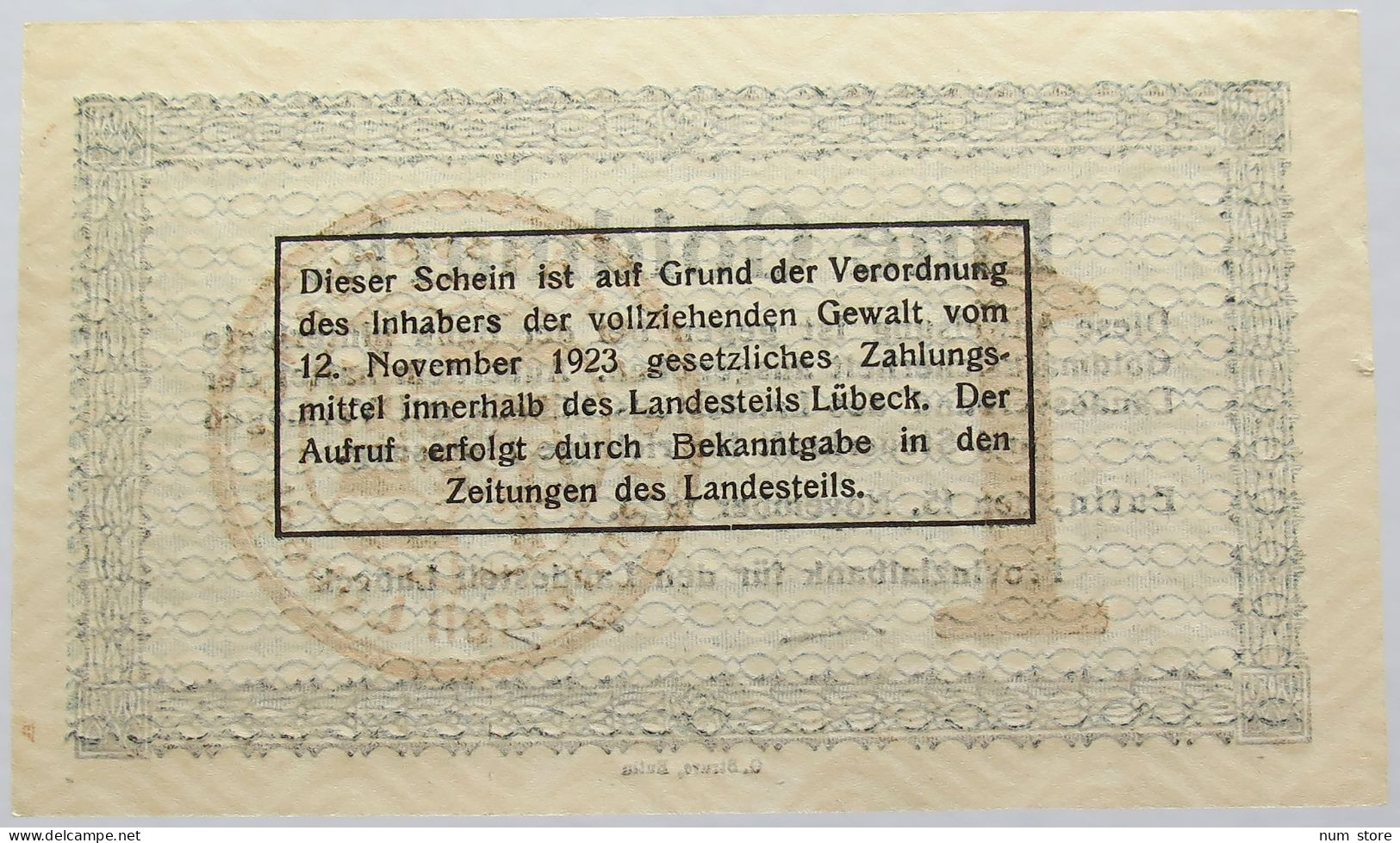 GERMANY 1 GOLDMARK LUBECK 1923 #alb008 0215 - Deutsche Golddiskontbank