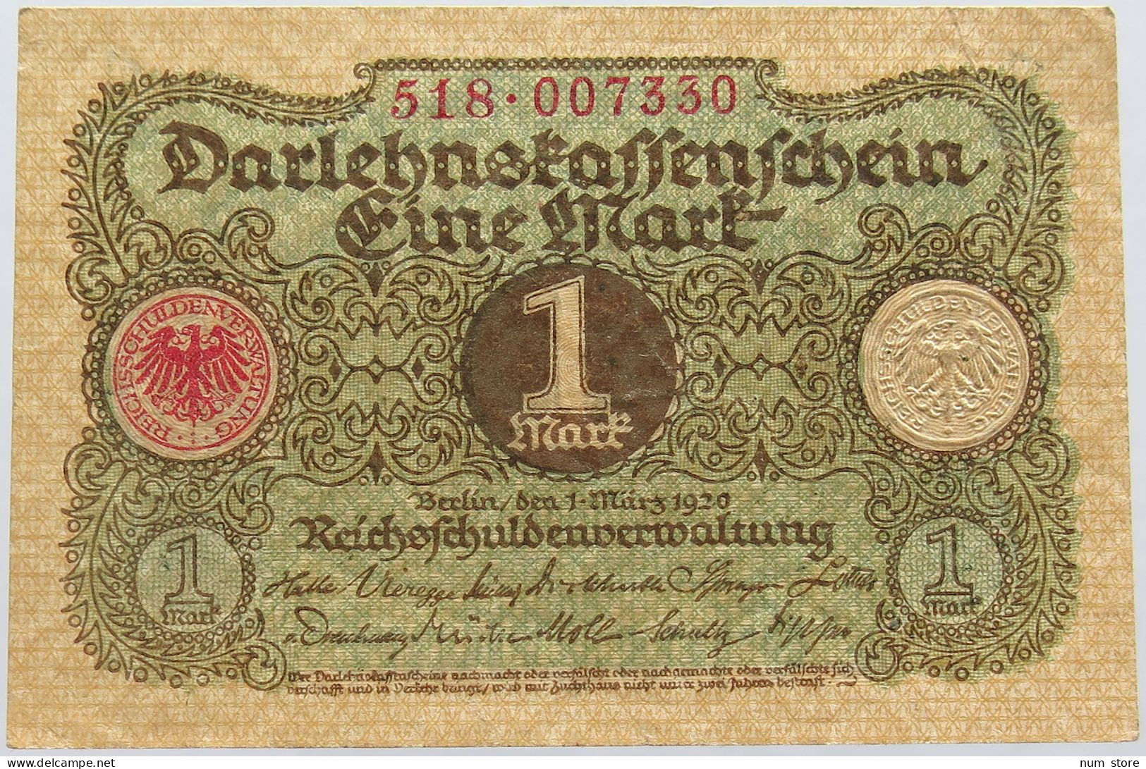 GERMANY 1 MARK 1920 #alb004 0109 - 1 Mark