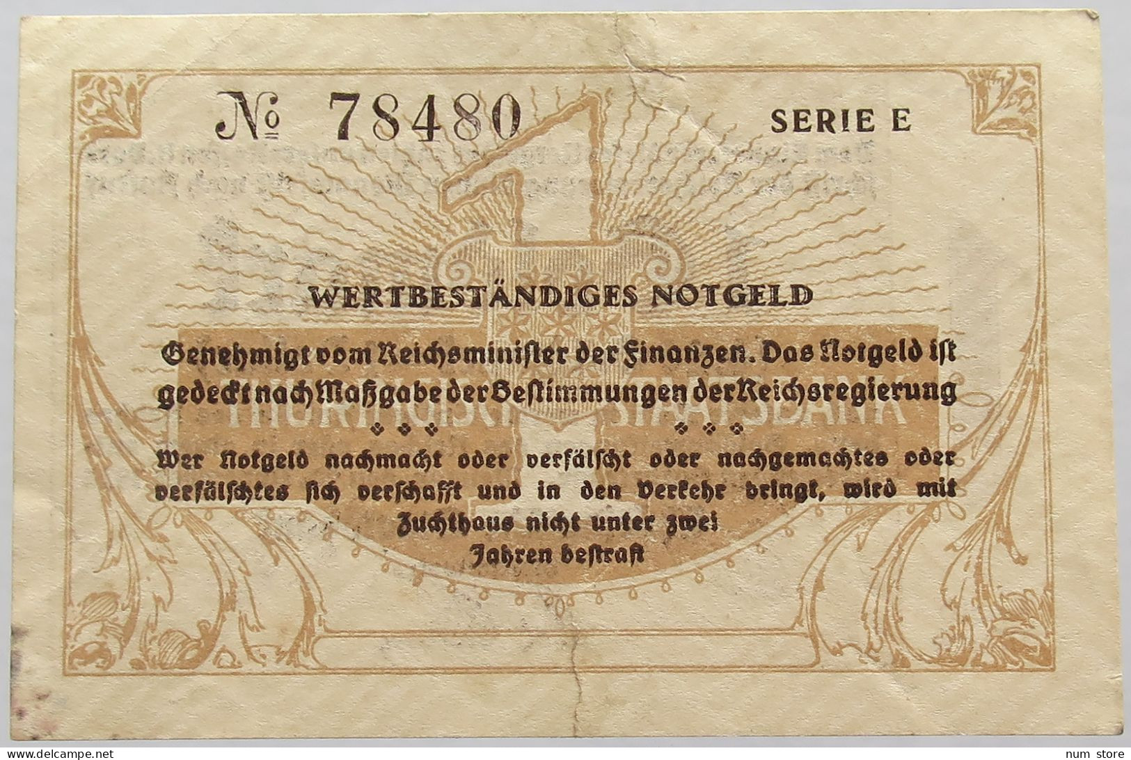 GERMANY 1 GOLDMARK 1923 THURINGEN #alb008 0257 - Deutsche Golddiskontbank