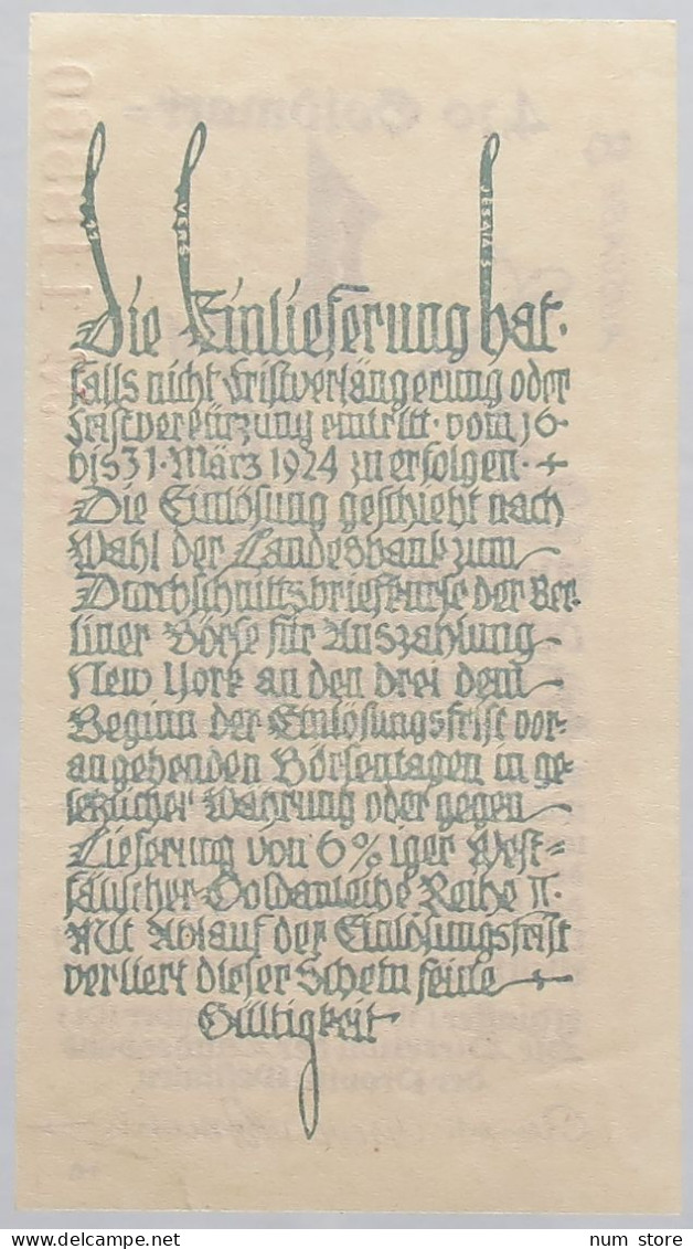GERMANY 1 DOLLAR 1923 WESTFALEN #alb008 0159 - Zonder Classificatie