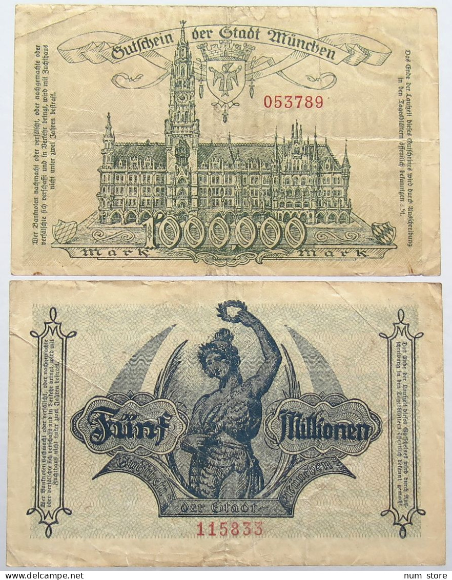 GERMANY 1 5 MILLIONEN MARK 1923 MUNCHEN #alb011 0023 - 5 Mio. Mark