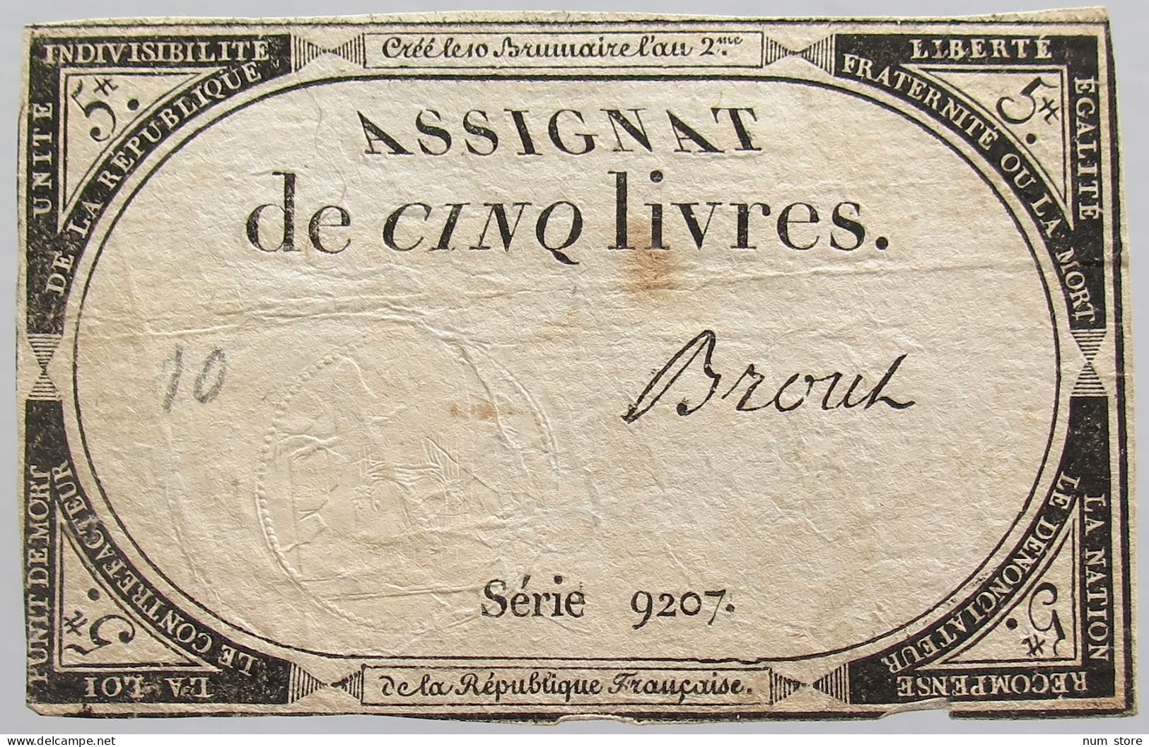 FRANCE ASSIGNAT 5 LIVRES #alb010 0255 - Assegnati