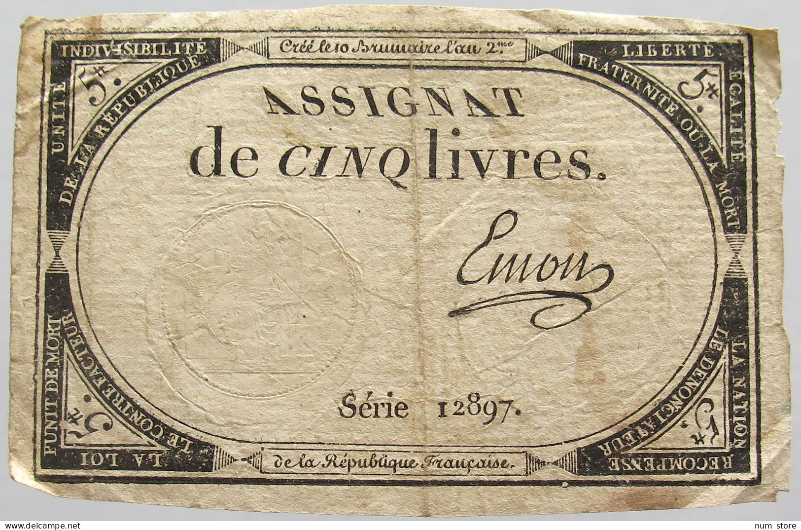 FRANCE ASSIGNAT 5 LIVRES #alb010 0241 - Assignats