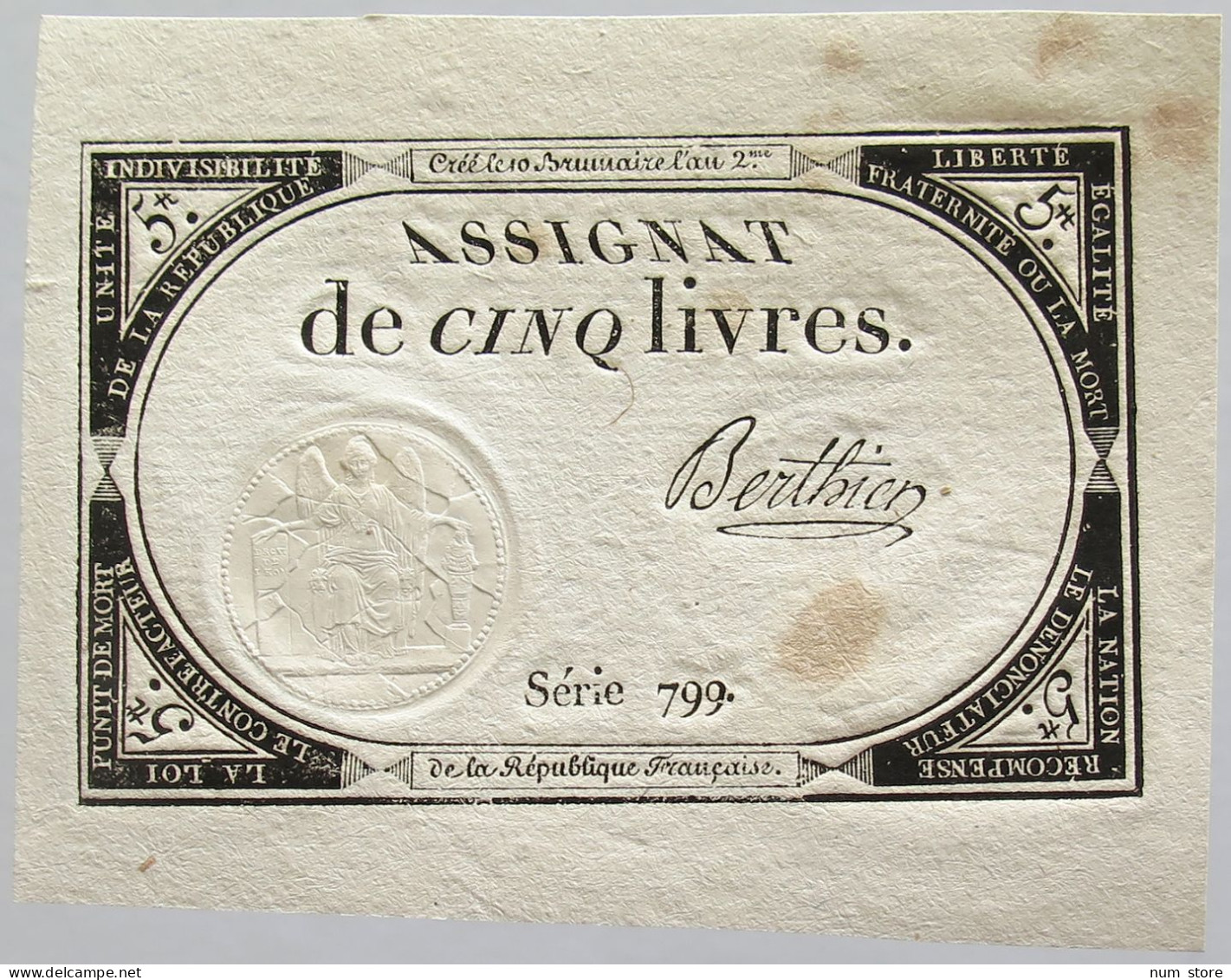 FRANCE ASSIGNAT 5 LIVRES #alb010 0249 - Assignats