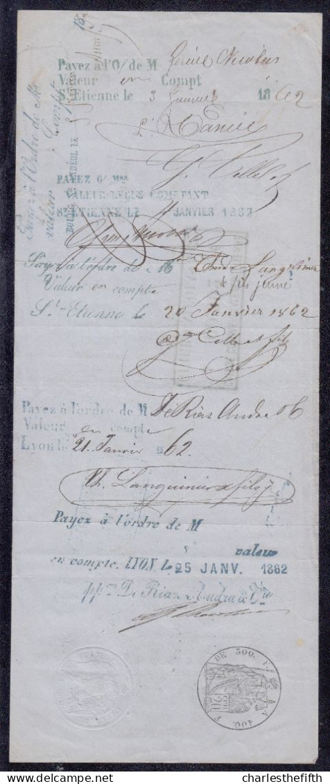 MANDAT DE 1862 * MATERIEL DE CHEMIN DE FER DANIEL à St - ETIENNE * Pour  LE BARON DU BORD à St - PAUL 3 CHATEAUX - 1800 – 1899