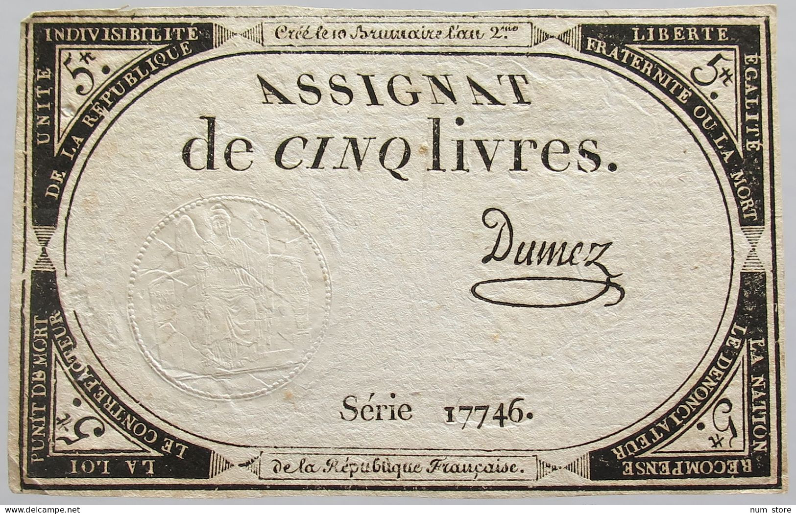 FRANCE ASSIGNAT 5 LIVRES #alb010 0235 - Assignats