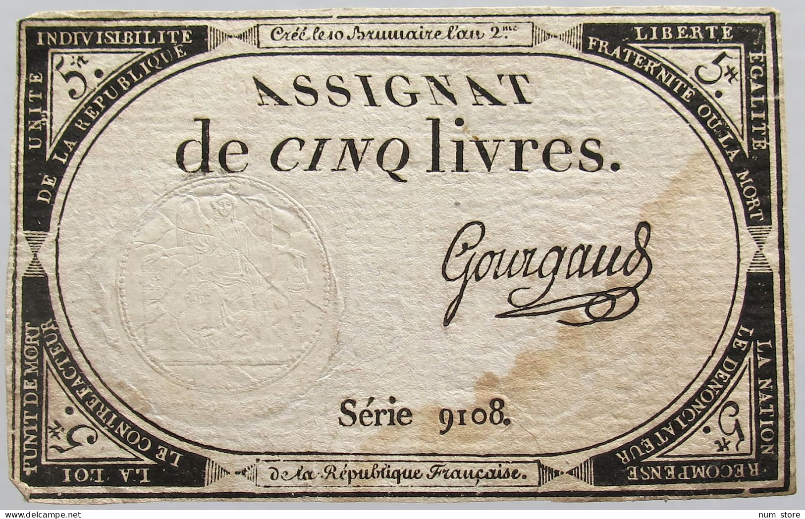 FRANCE ASSIGNAT 5 LIVRES #alb010 0239 - Assignats