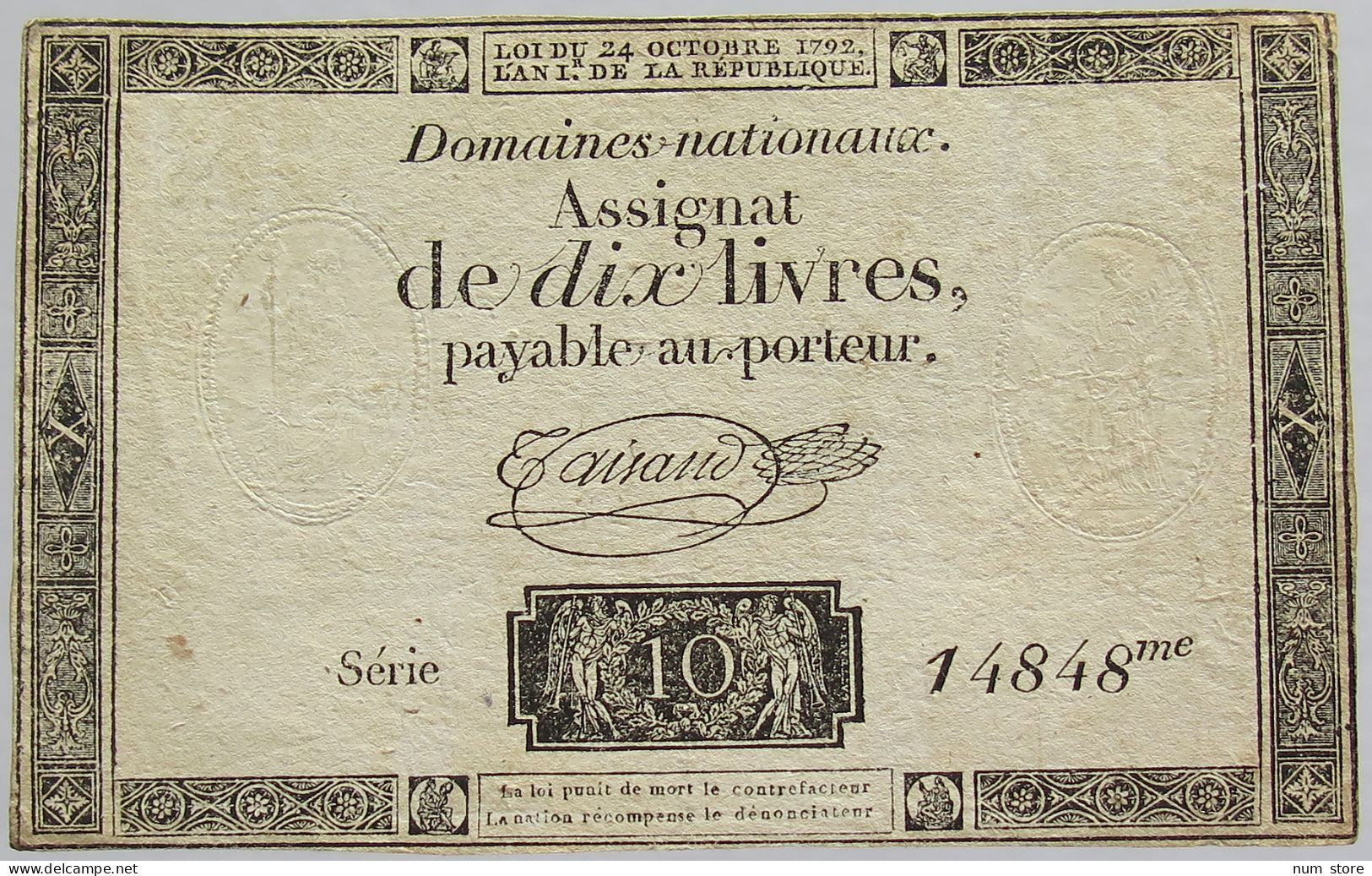 FRANCE ASSIGNAT 10 LIVERS 1792 #alb010 0285 - Assignats