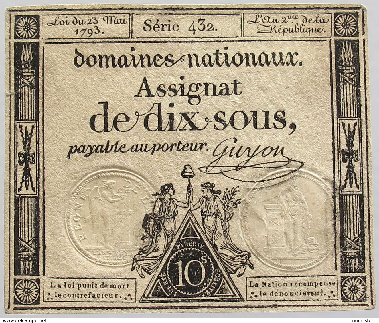 FRANCE ASSIGNAT 10 SOUS #alb010 0259 - Assignats