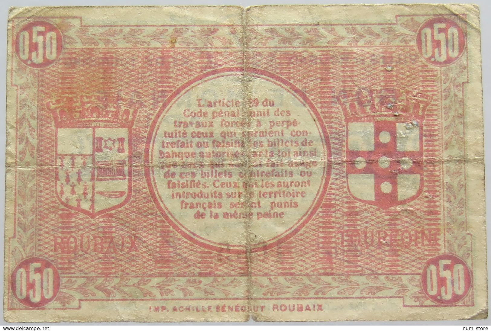 FRANCE 50 CENTIMES ROUBAIX #alb020 0029 - Unclassified