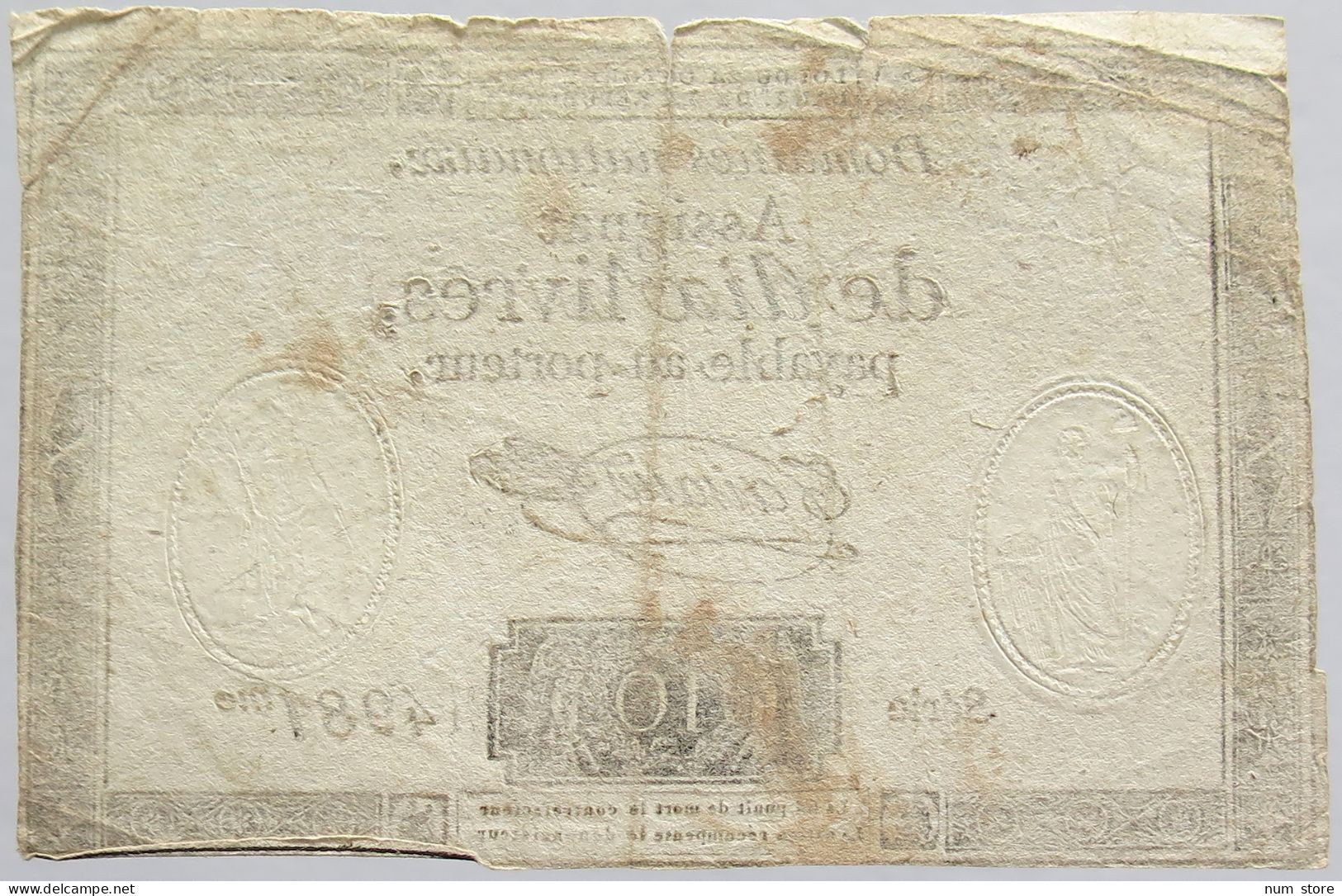 FRANCE ASSIGNAT 10 LIVERS 1792 #alb010 0273 - Assignats & Mandats Territoriaux