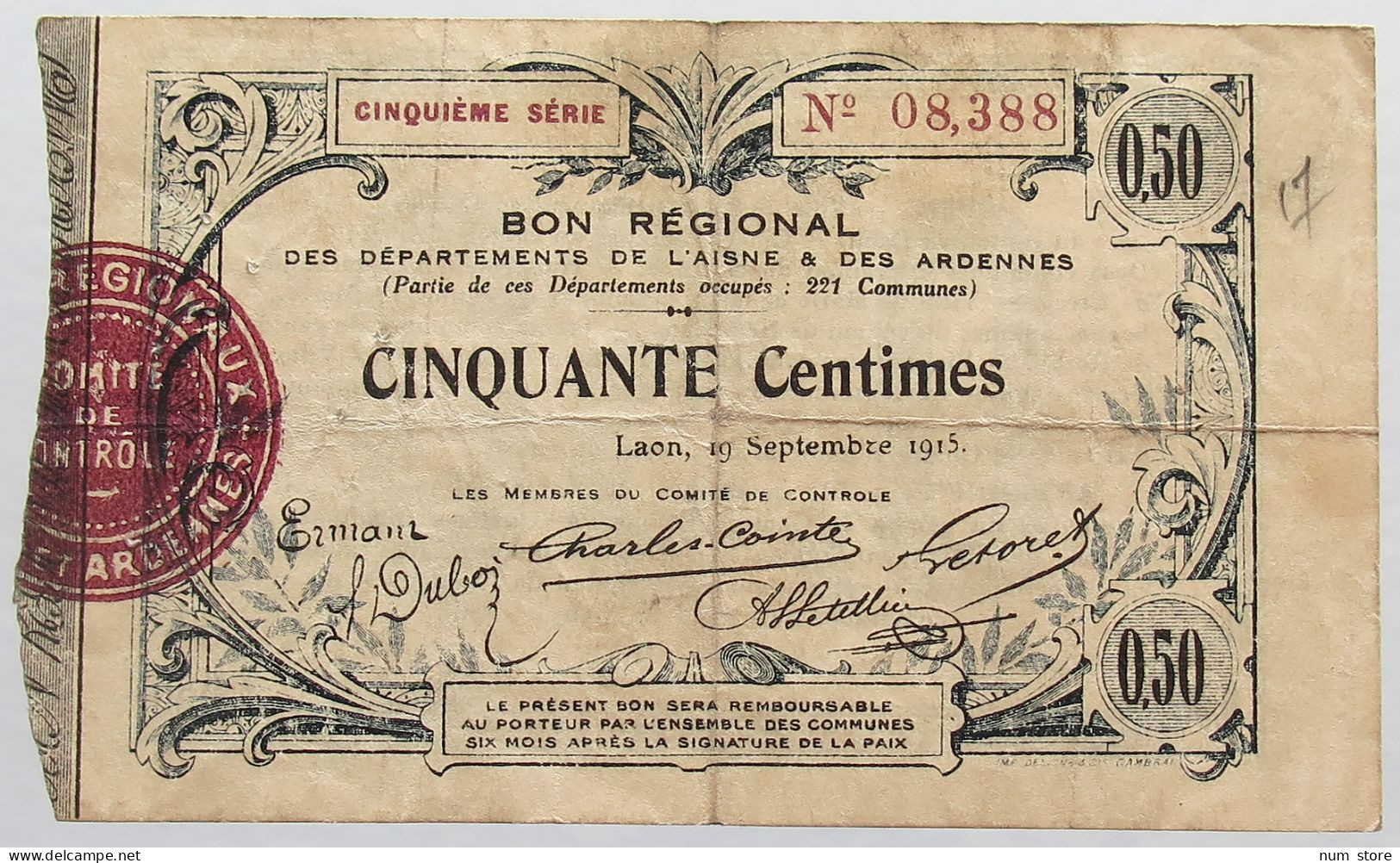 FRANCE 50 CENTIMES 1915 ARDENNES #alb016 0009 - Ohne Zuordnung