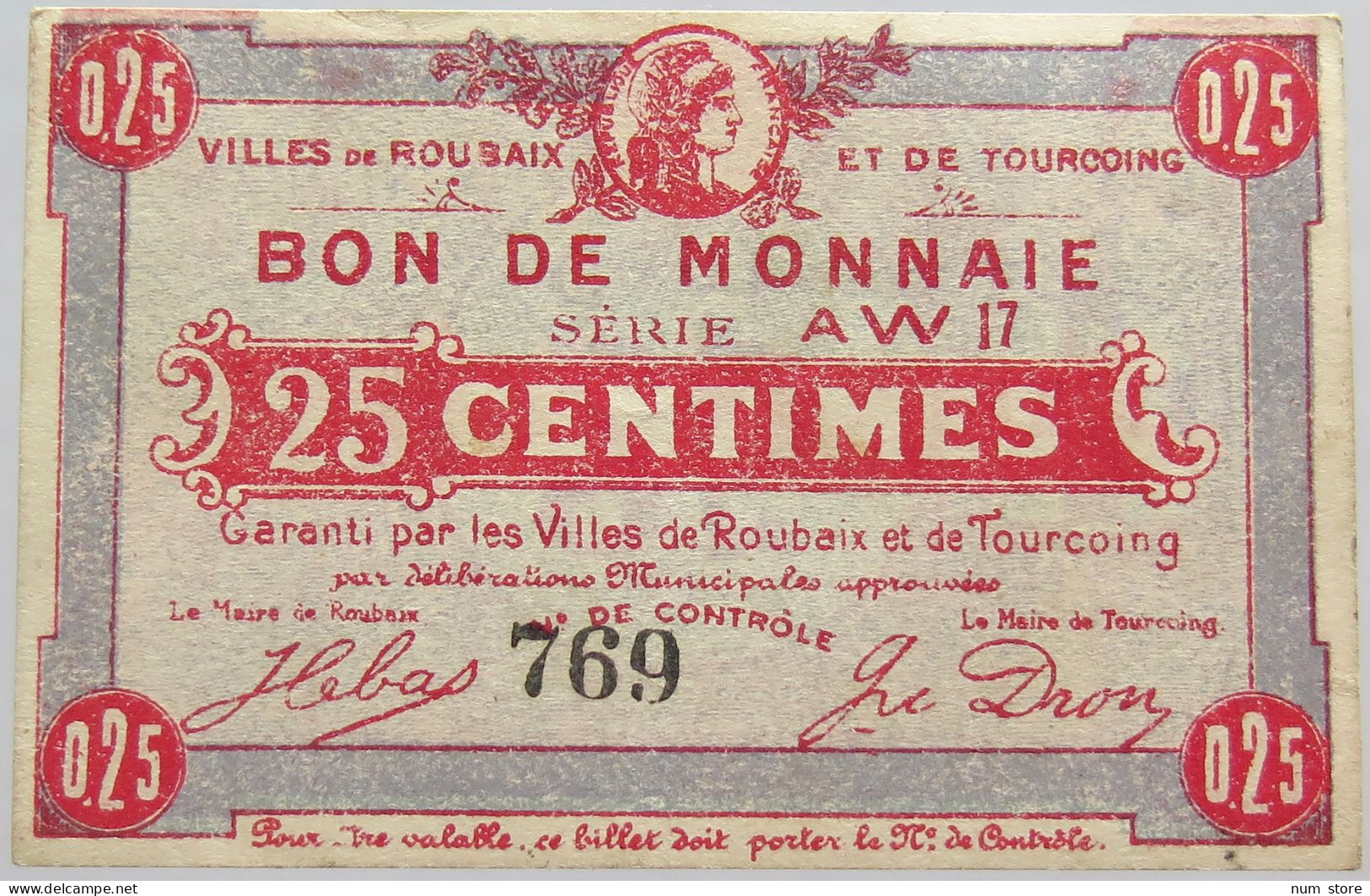 FRANCE 25 CENTIMES ROUBAIX #alb020 0037 - Non Classés
