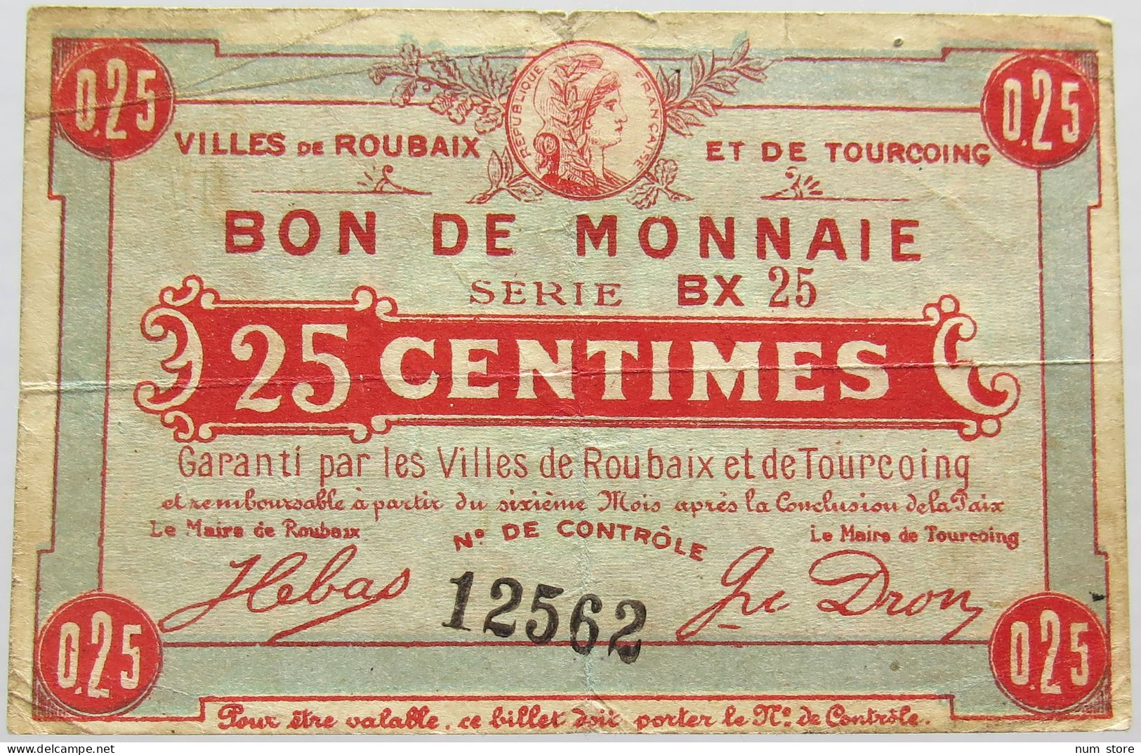 FRANCE 25 CENTIMES ROUBAIX #alb015 0283 - Non Classés